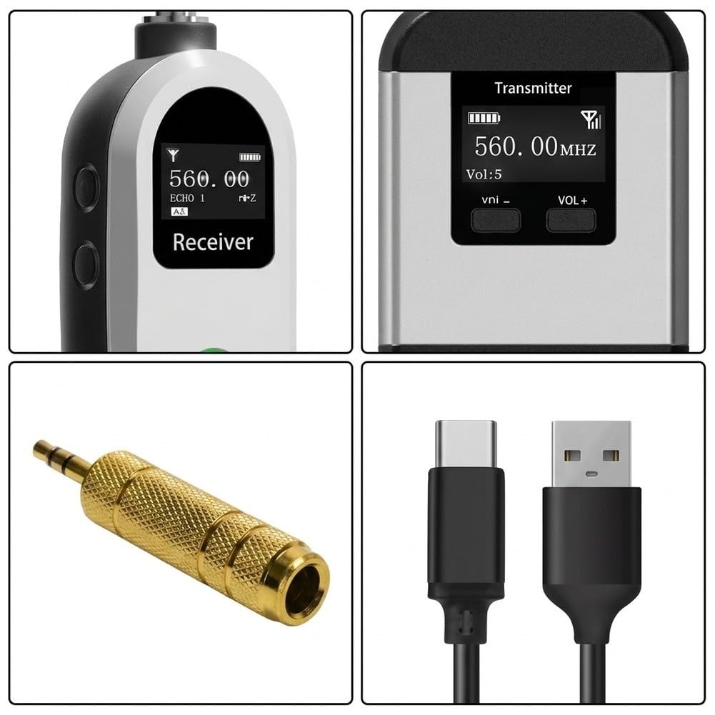 Tragbares UHF-Mikrofonsystem mit Headset und Lavalier