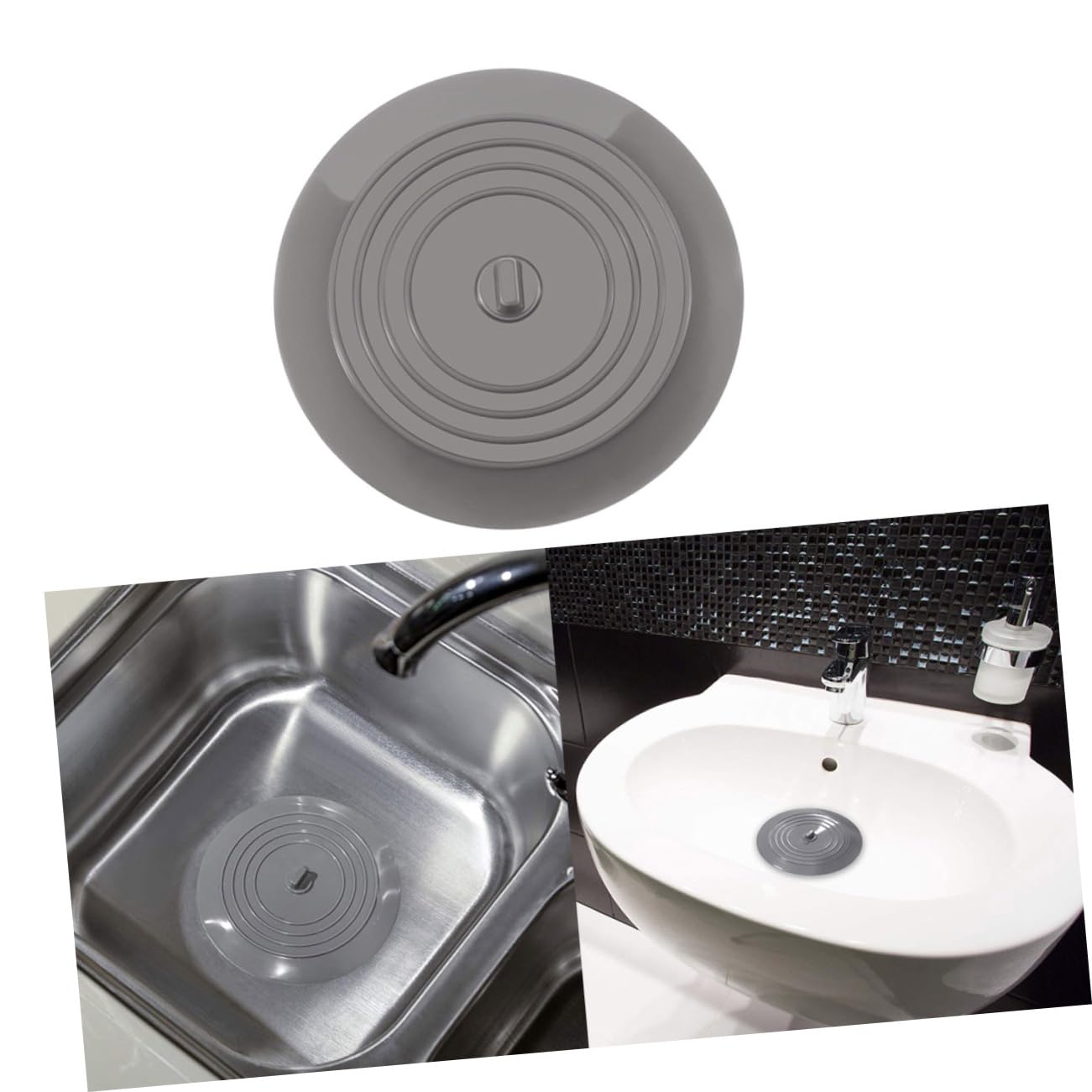 BESTYASH 1Pc Silicone Flat Drain Cover Round Leakage Tub Stopper for Kitchen Bathroom Laundry Easy to Clean Soft Silicone Adsorbs to Surfaces