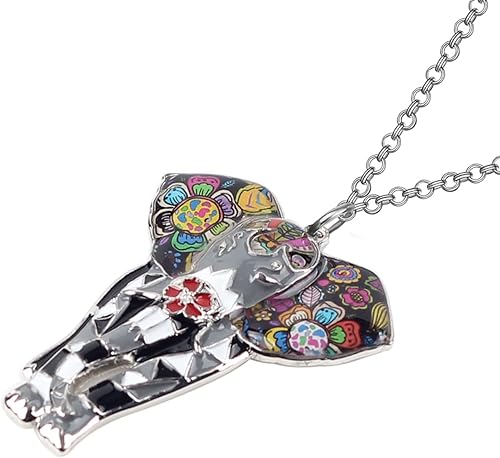 Miniatura 3 de BONSNY SUNRISE - Collar con dije esmaltado de elefante salvaje, colección exclusiva de África, vida silvestre, jungla, safari