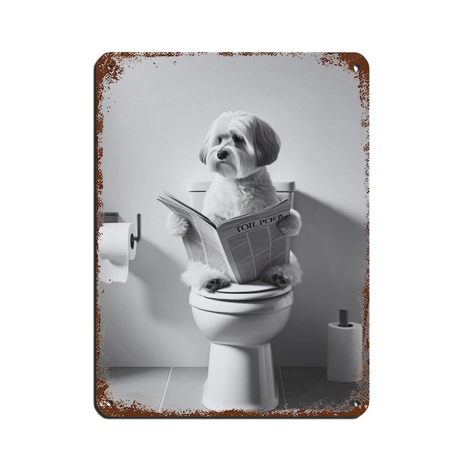 Havanese Dog, Funny Bathroom Decor Tin Sign Vintage Metal Pub Club Cafe Bar Home Wall Art Decoration Poster Retro 12x16inch(30x40cm)