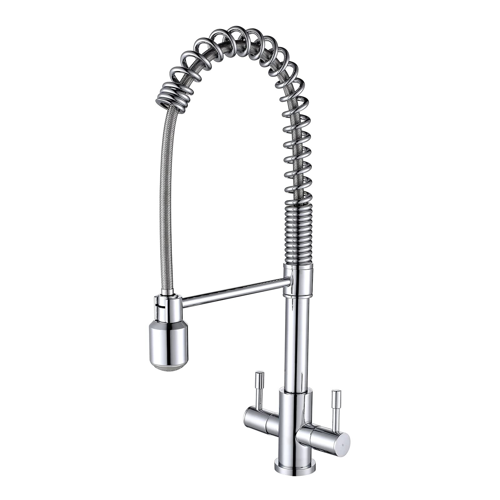 Nes Home Chrome Modern Dual Lever Pull Out Kitchen Mixer Tap Faucet