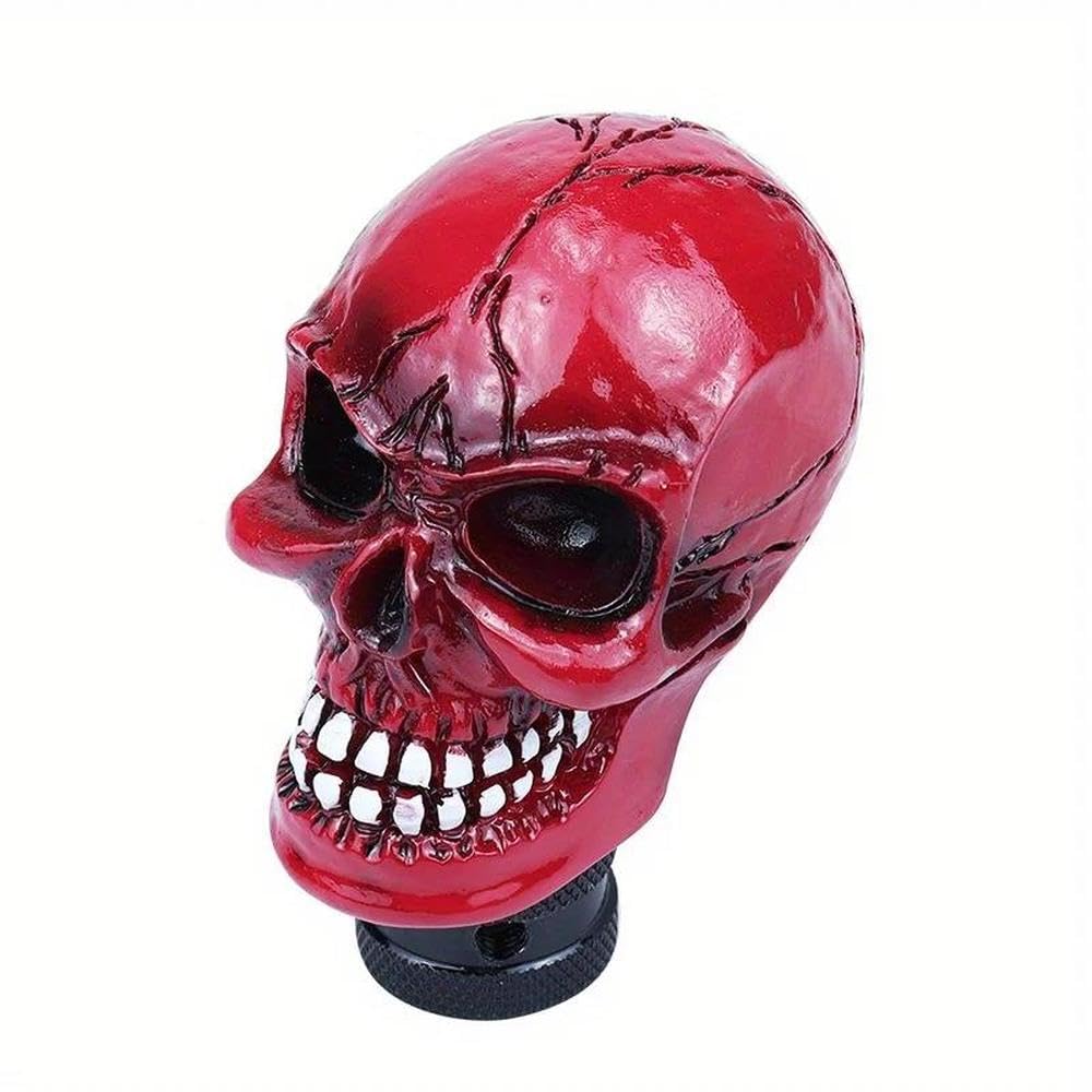 Hyasdbwe Red Skeleton Head Car Shift Rod Manual And Automatic Wave Head Resin Gear Shift Handball Car Replacement Parts Gear Shifter Parts(Red)