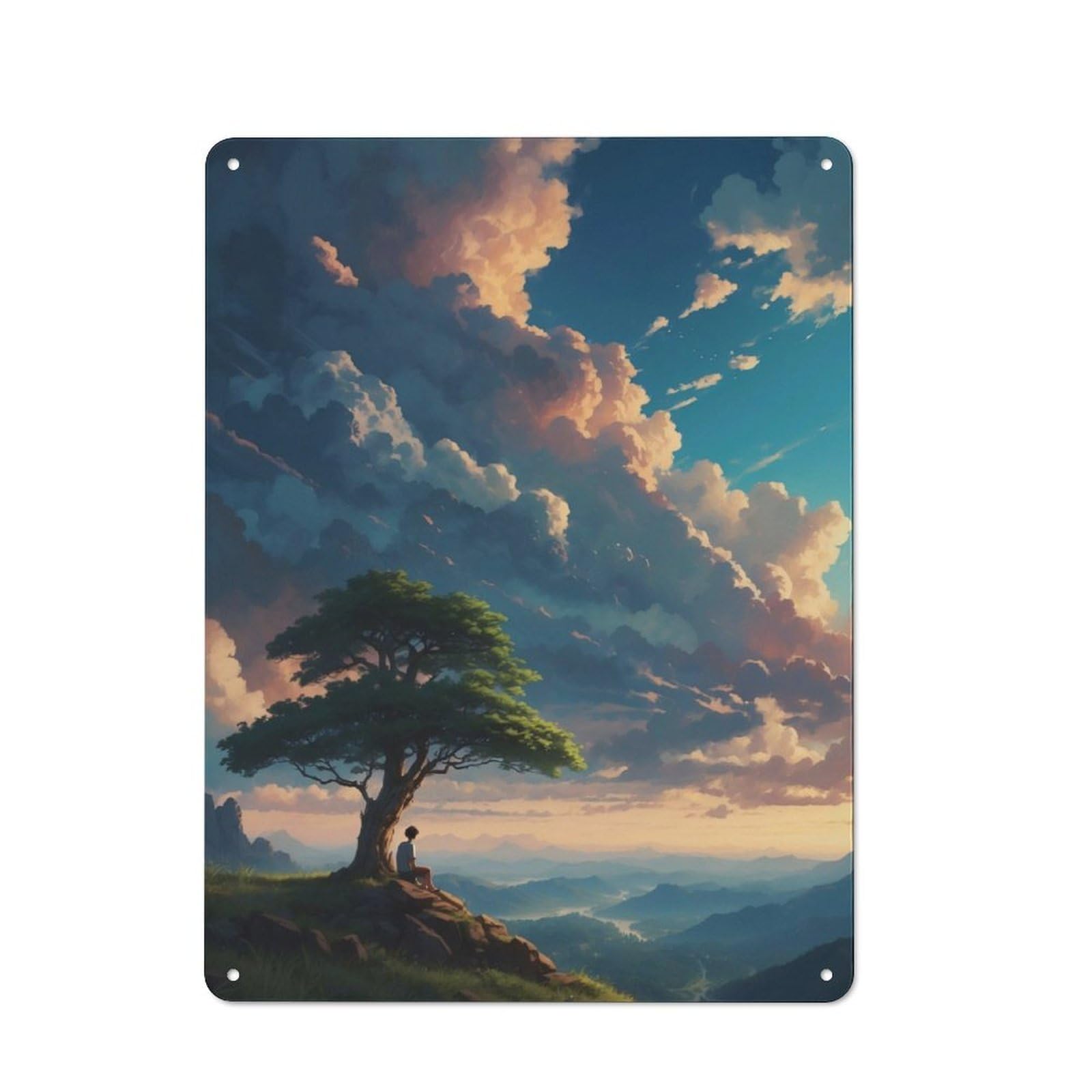 Junmoney Solitary Mountain View Rustic Metal Plaque 40X30cm For Guest Room Or Hallway, A Decorative Metal Sign For Guest Rooms And Hallways