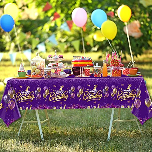 Happy Birthday Decorations-3Pcs Birthday Tablecloth,Rectangle Plastic Disposable Birthday Table Covers Party Decoration For Men Women 90Th 80Th 70Th 60Th 50Th 40Th 30Th Birthday (Purple) #TOP6