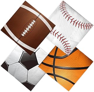 40Pcs Sports Themed Napkins-Sports Party Decorations All Star Basketball Football Baseball Soccer Disposable Paper Napkins for Boys Birthday Party Supplies