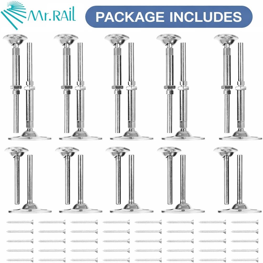 MR.RAIL 1/8" Cable Railing Hardware: 10-Pairs 316L Stainless Steel Connector Tensioner Kit for Wood and Metal Post, Corrosion & Heat Resistant - for Stair Balcony Deck MR-08