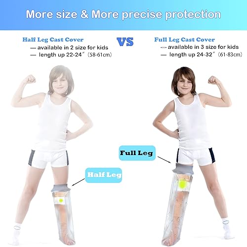 Miniatura 6 de Funda impermeable de pierna completa para ducha de niños, disponible en 3 tamaños  Protector de ducha fundido para piernas, cubierta de sellado