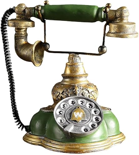 Amosfun Retro Rotary Dial Escritorio Teléfono Resina Vintage Rotary Dial Teléfonos Fijos Hogar Oficina Decoración Suministro