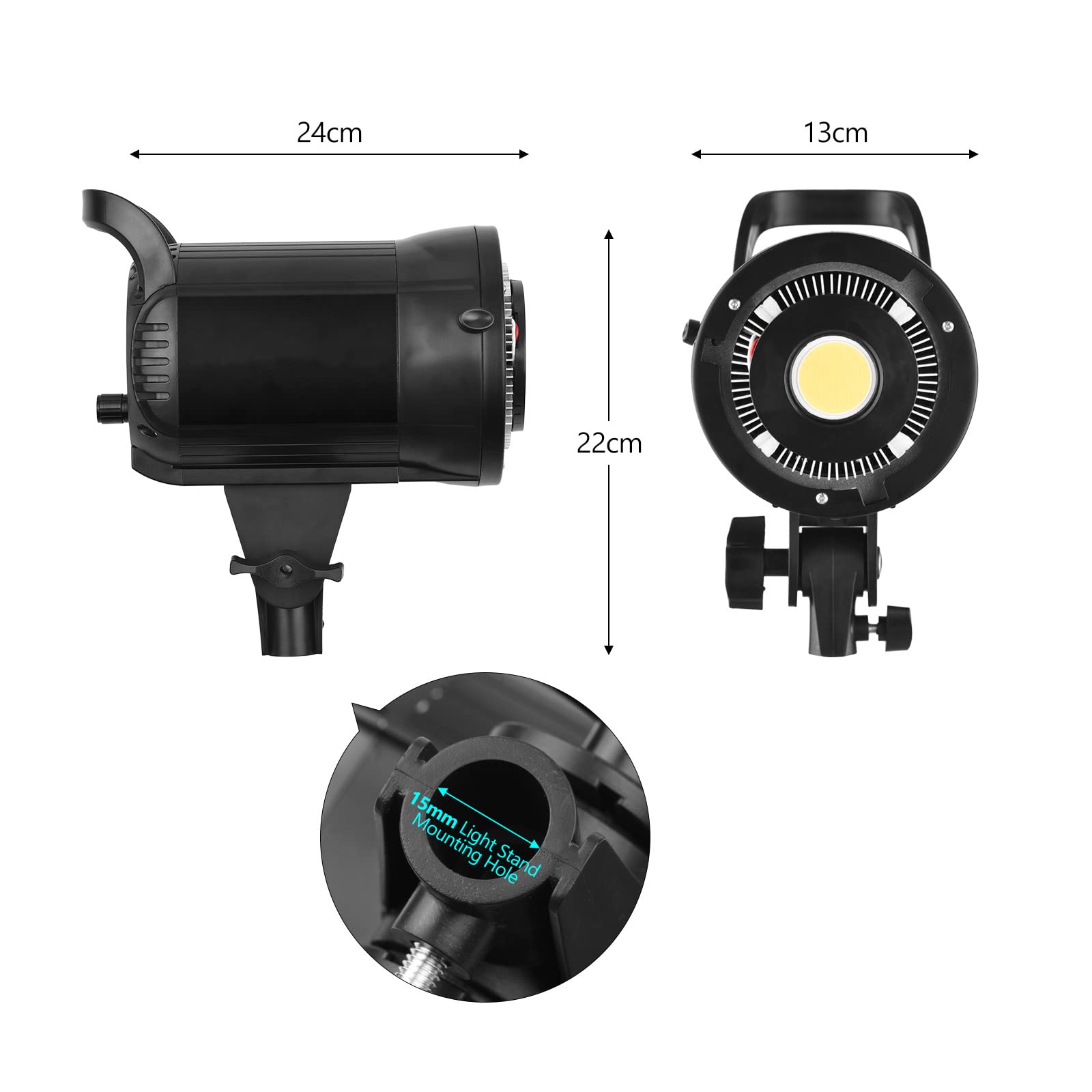 LM100W - Luz LED Recargable portátil para fotografía (100 W, 5500 K, Intensidad Regulable, Soporte Bowens