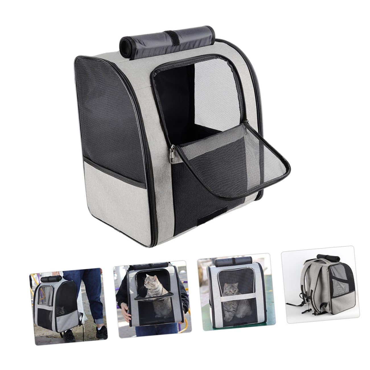 Lurrose Zaino Traspirante per Animali Domestici Comoda Borsa per Gatti Grande Capacità Trasportino per Animali Domestici