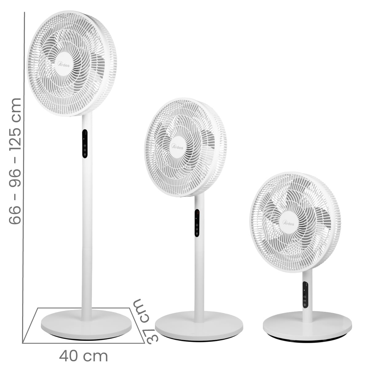 ARDES AIRE D AR5PR4005 Ventilateur 3 en 1 Ø40 cm 50 W avec télécommande, hauteur réglable 66–125 cm et minuterie 9 h