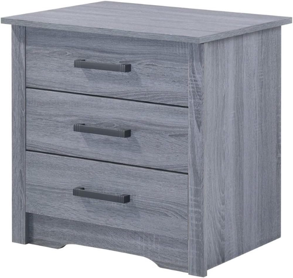 Glory Furniture Hudson 3 Drawer RTA Nightstand in Gray