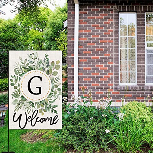 Allorry Beauty Monogram Letter G Garden Flag 12X18 Double Sided Burlap Small Vertical Welcome Initial Yard Flag Family Last Name Personalized Flag Outdoor Decoration #TOP3