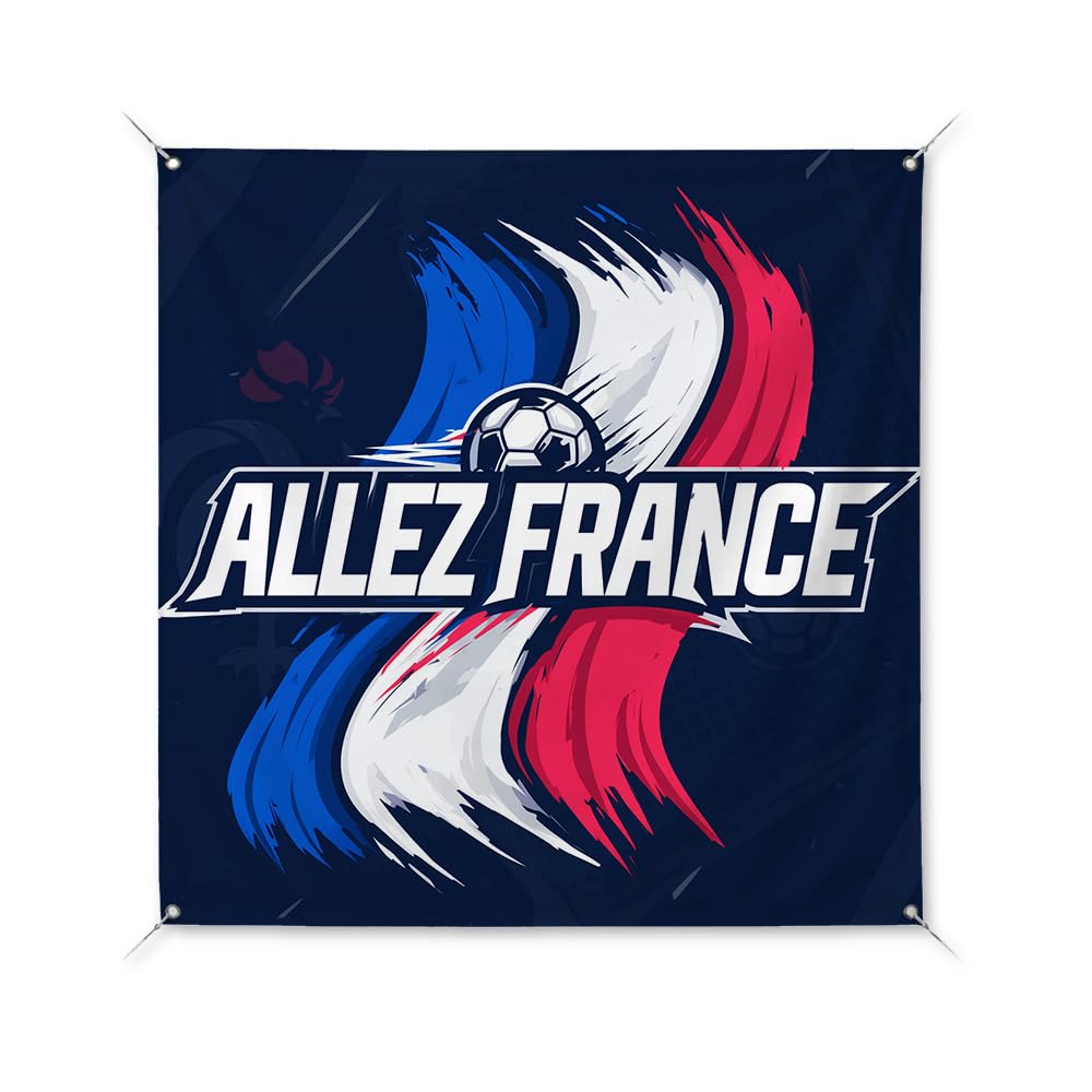 Allez France Soccer Banner 2026 Compatible with F1FA World Cup 2026 Decorations Large Outdoor Banner Football Party Backdrop Soccer Flag 1x1ft Wall