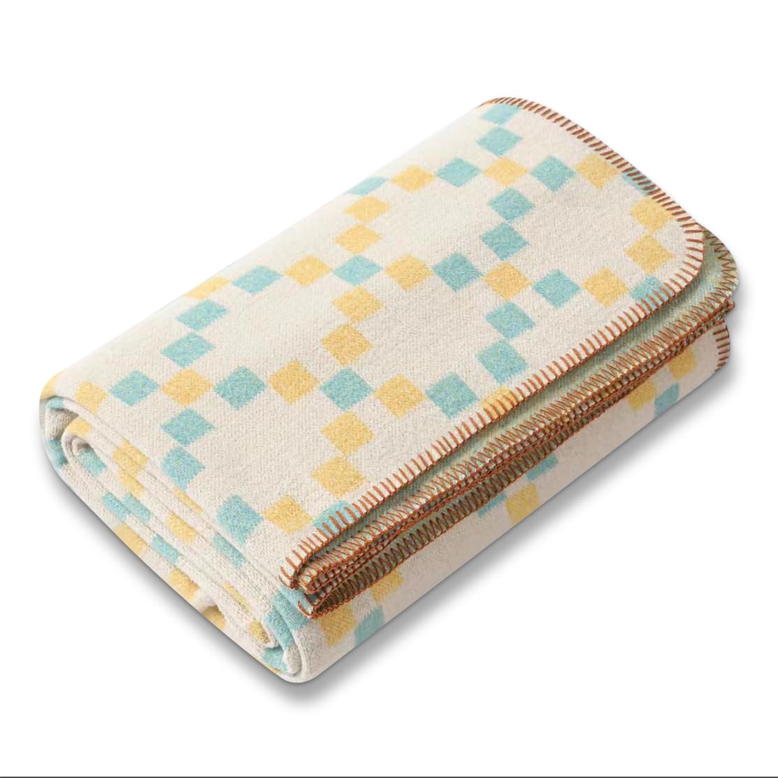 ACUSHLA Manta de Lana Mixta de Merino 160 x 200 cm, Manta Grande para sofá o Cama, Manta cálida de Ganchillo para Invierno (cuadrícula de Colores)