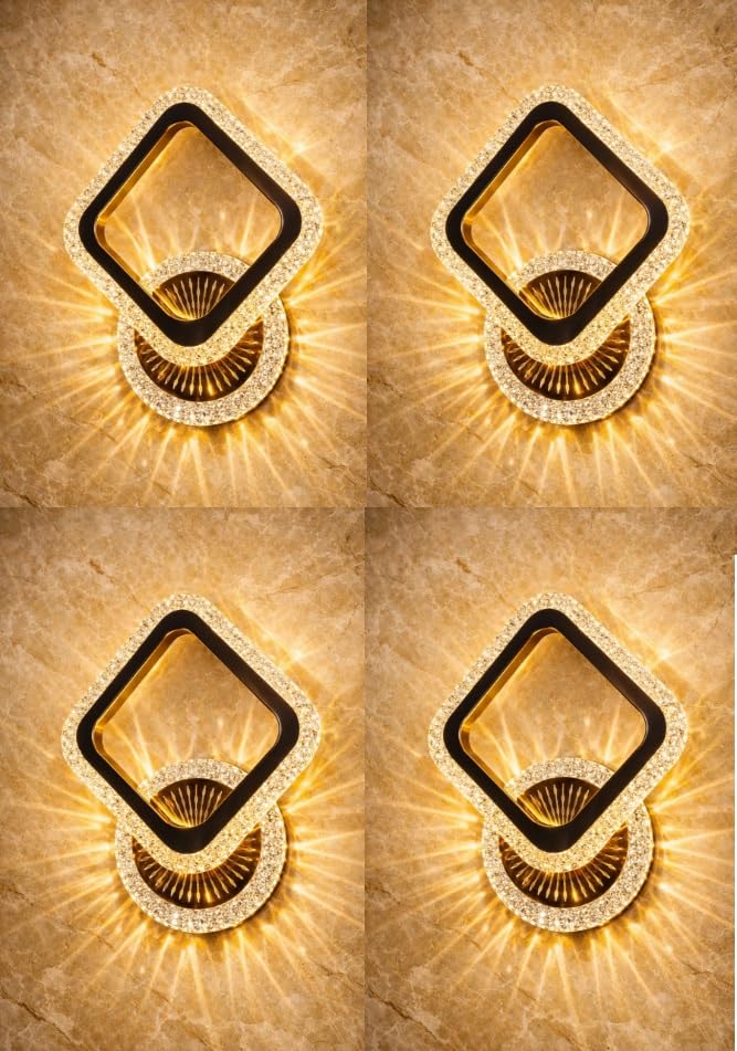 Image of Modern Crystal LED Wall Light, Decorative Indoor Wall Lamp with Warm White Lighting, Stylish Wall Mounted Light for Living Room, Bedroom, Hallway, Pack of 4