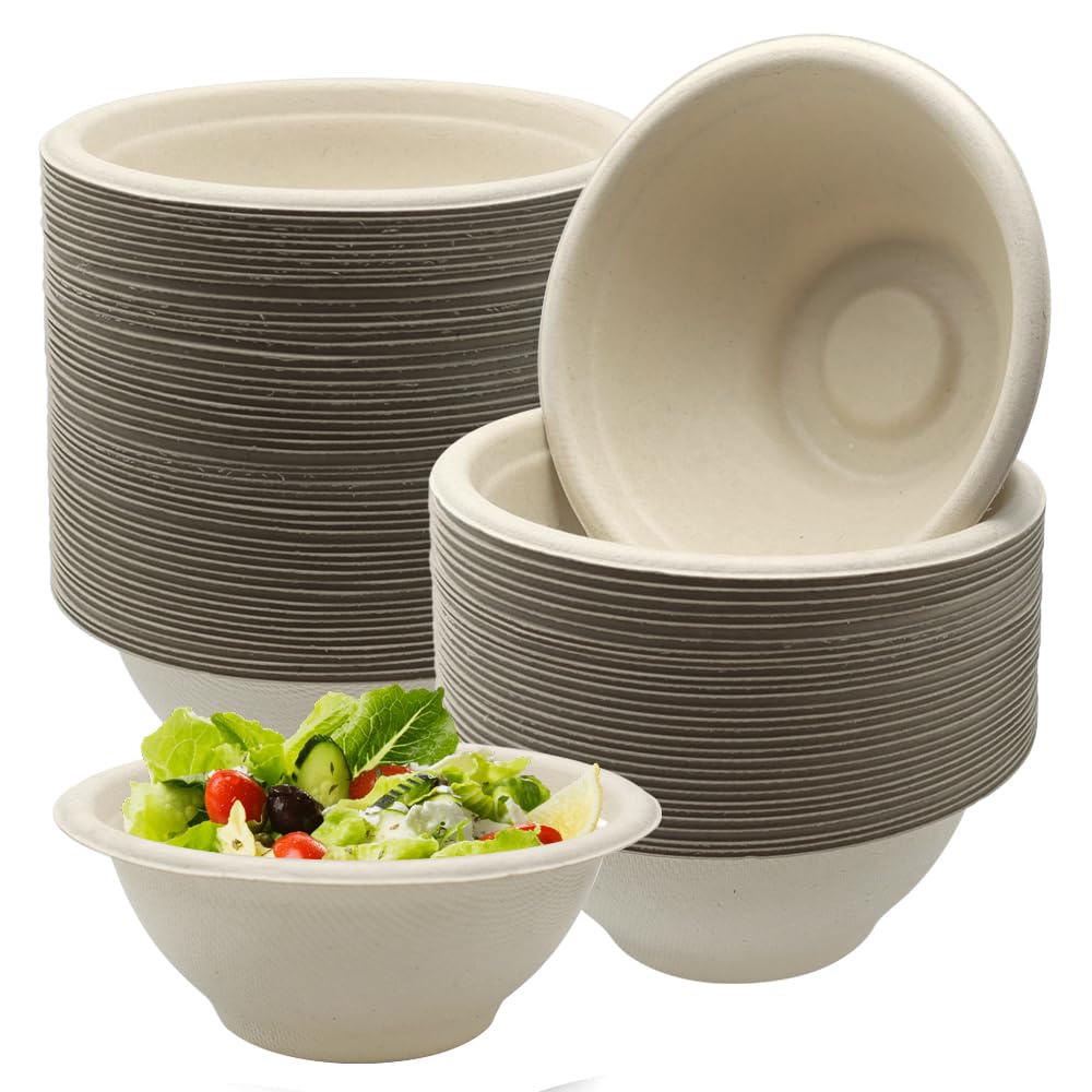 100 Pezzi Ciotole Usa e Getta Ciotole Carta Monouso per Feste Biodegradabili Ciotol Usa Getta Feste per Matrimoni Compleanni Picnic e Barbecue,260ML(Rotonde)