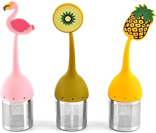 YngFfb Infuseur à Thé En Silicone, 3 PCS Filtre Tisane, Mignon Filtre à Thé En Maille En Acier Inoxydable 304 Avec Poignée En Silicone Pour Thé En Vrac
