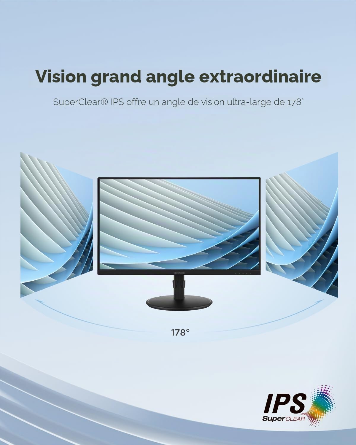 ViewSonic VA2408-HDJ Écran PC 24 Pouces Full HD, 100Hz, 1ms MPRT, IPS, 99% sRGB, Ajustable en Hauteur, HDR10, HDMI, VGA, DP, sans Scintillement, Garantie de Deux Ans