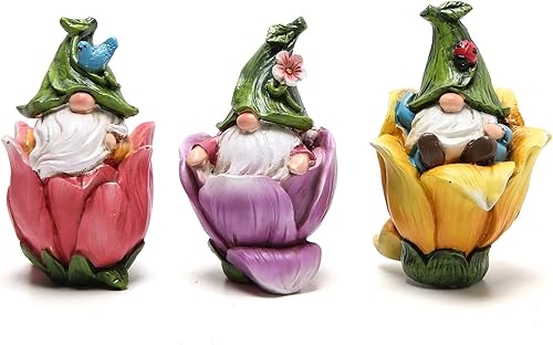 Hodao Decoraciones de gnomos para el hogar, decoración de primavera y verano, estatuilla de gnomos para interiores