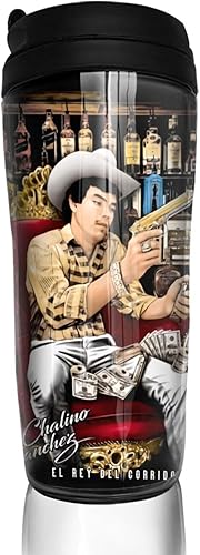 Miniatura 2 de Chalino Singer Sanchez - Taza de café de viaje con tapas, taza de café de moda para mujeres y hombres, 12 onzas
