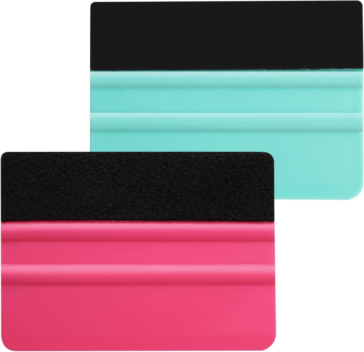 Yolev2Pack Squeegee for Vinyl Vinyl Squeegee Tool Window Film Plastic Squeegee with Felt Edge, Decal Applicator Wallpaper Smoothing Tool Car Vinyl Wrap Scraper Craft Mini Squeegee