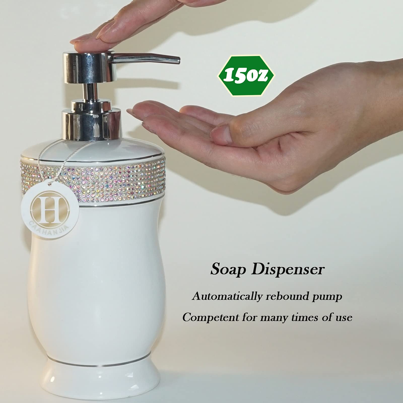 4-Piece Ceramic Bathroom Set - Soap Dispenser, Toothbrush Holder, Tumbler & Soap Dish In White