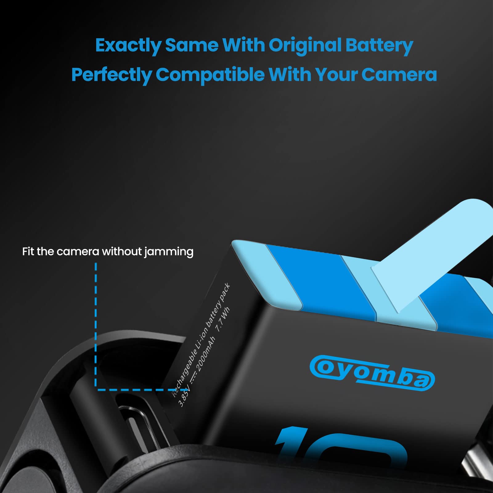 2000mAh Batterie Hero 10/9 de Rechange pour Gopro Hero 9 Black, GoPro Hero 10 Black et Chargeur de Stockage Fermé à 3 Canaux (Entièrement Compatible avec Les Accessoires Officiels GoPro 9/10)