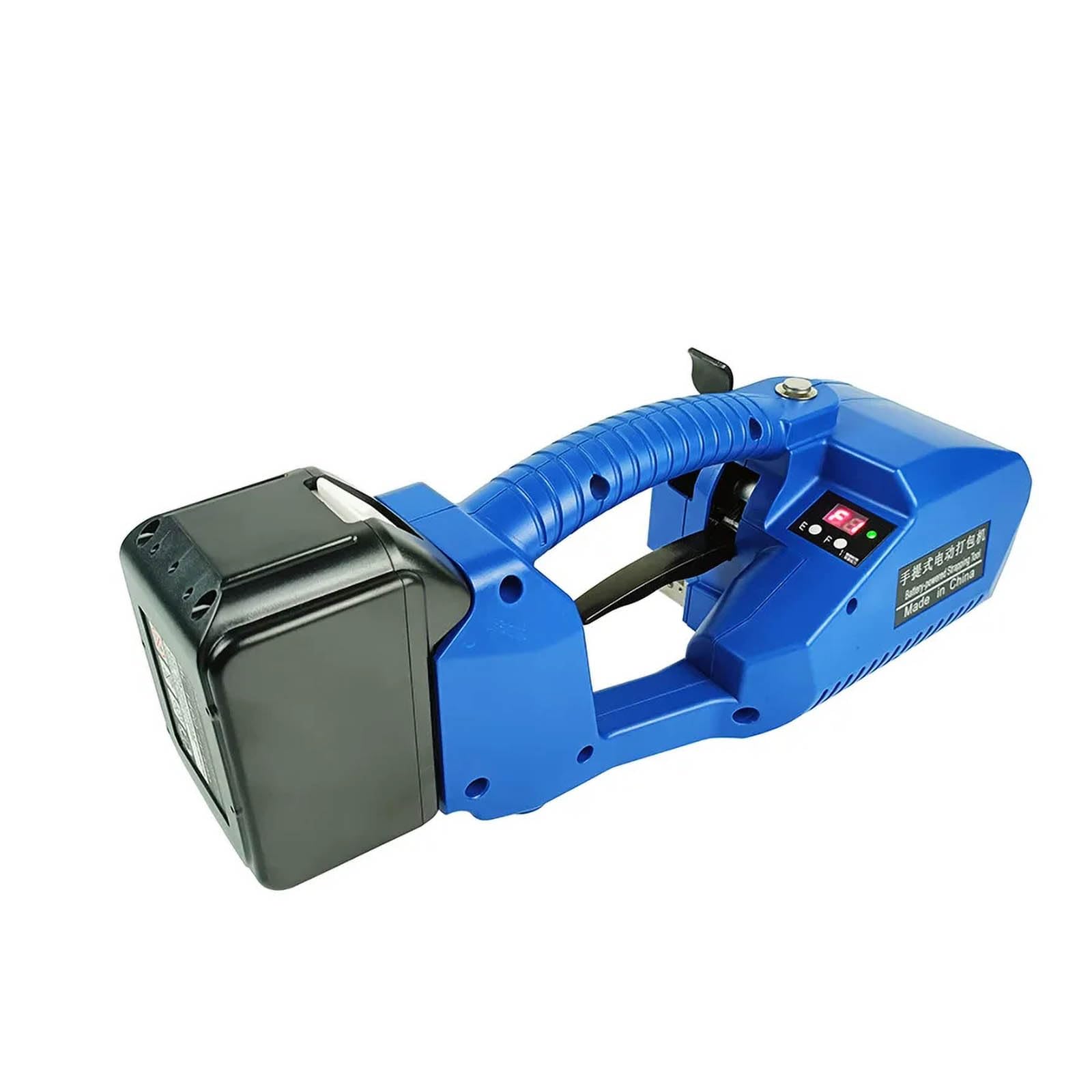 Máquina flejadora eléctrica automática, máquina flejadora de embalaje de 5000 mah, Para ancho: 9 mm a 16 mm Espesor: 0,5-1,2 mm Correas de Pet PP, fuerza de tensión máxima: 60-2500 N,Blue