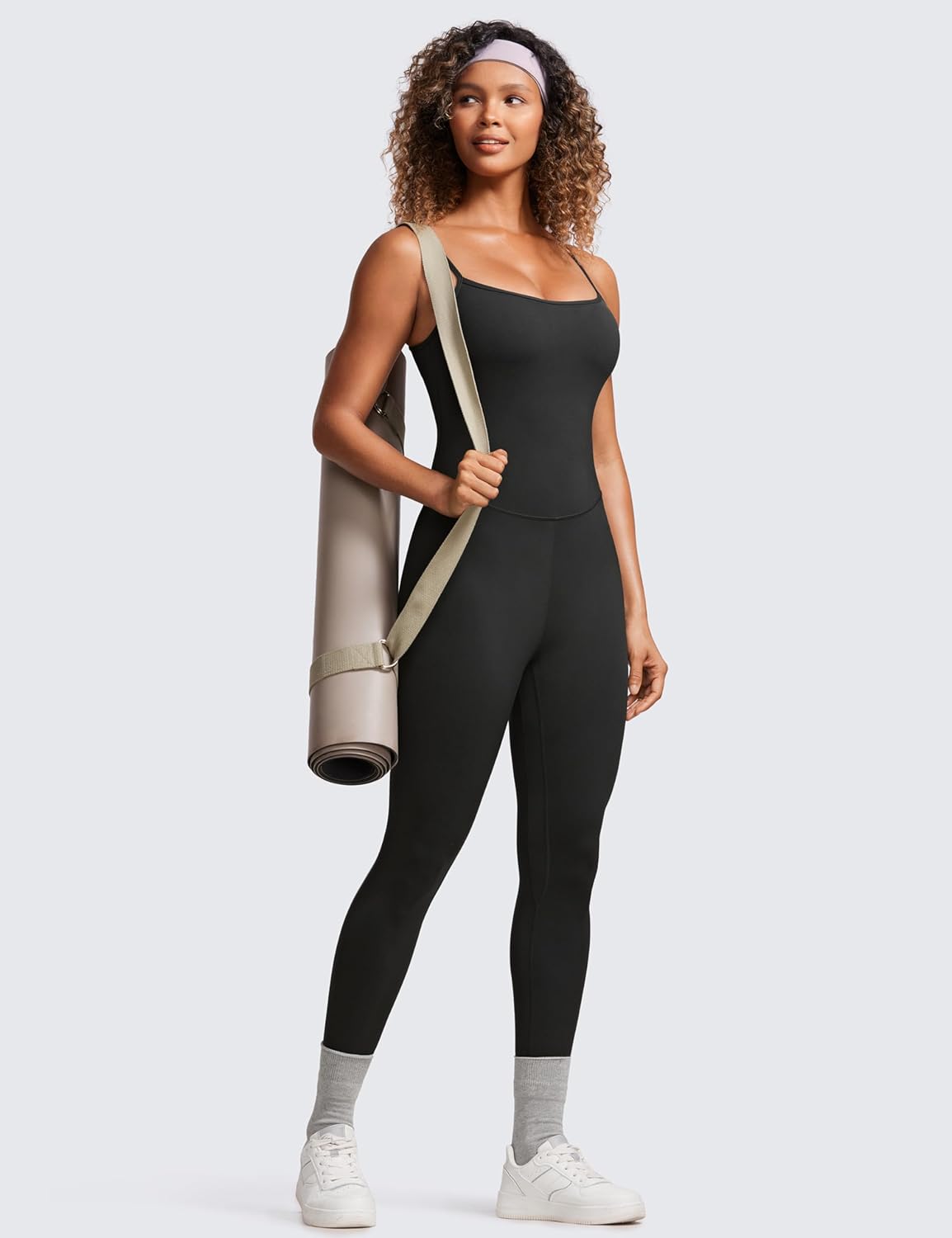 CRZ YOGA Butterluxe Cami Strap Jumpsuits for Women - Adjustable Yoga Workout One Piece Tank Leggings Romper with Built-in Bra - Image 4