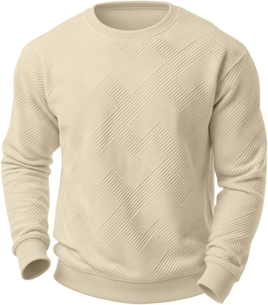Sailwind Men's Crewneck Casual Sweatshirts Geometric Texture Long Sleeve Solid Color Pullovers