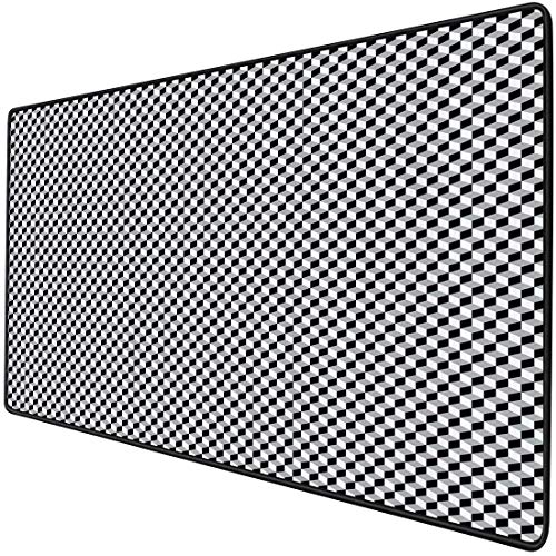Preisvergleich Produktbild Mouse Pad Gaming Funktionale schwarze und graue dicke wasserdichte Desktop-Mausmatte Geometrische Quadrate Gestapelte Würfel im zeitgenössischen 3D-Stil, mehrfarbige rutschfeste Gummibasis