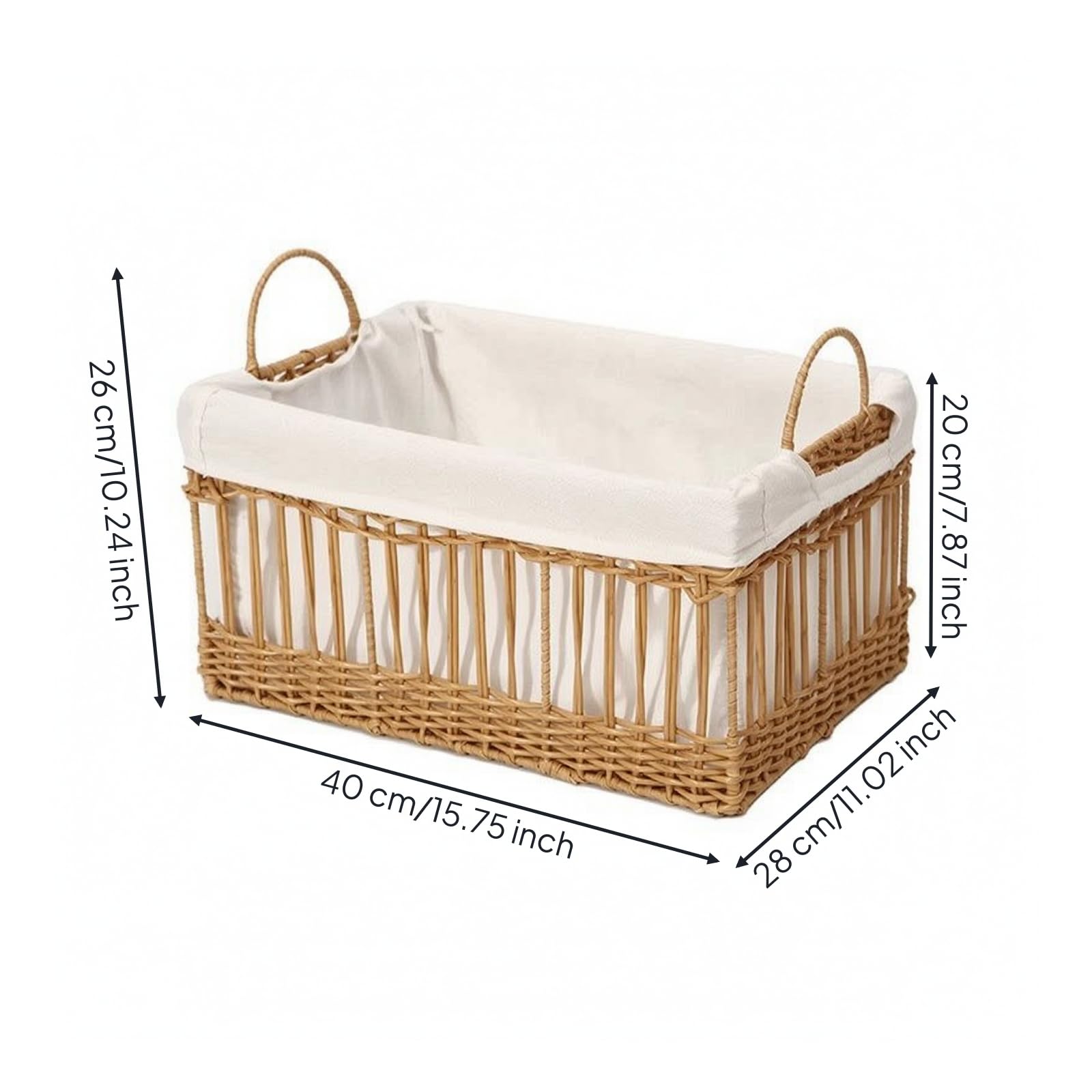 KESOTO Tejida con Transpirable | Lavable, Almacenamiento, Resistente, Cesta Baño, para Estanterías, 40x28x20cm, Cesta Tejida Forrada