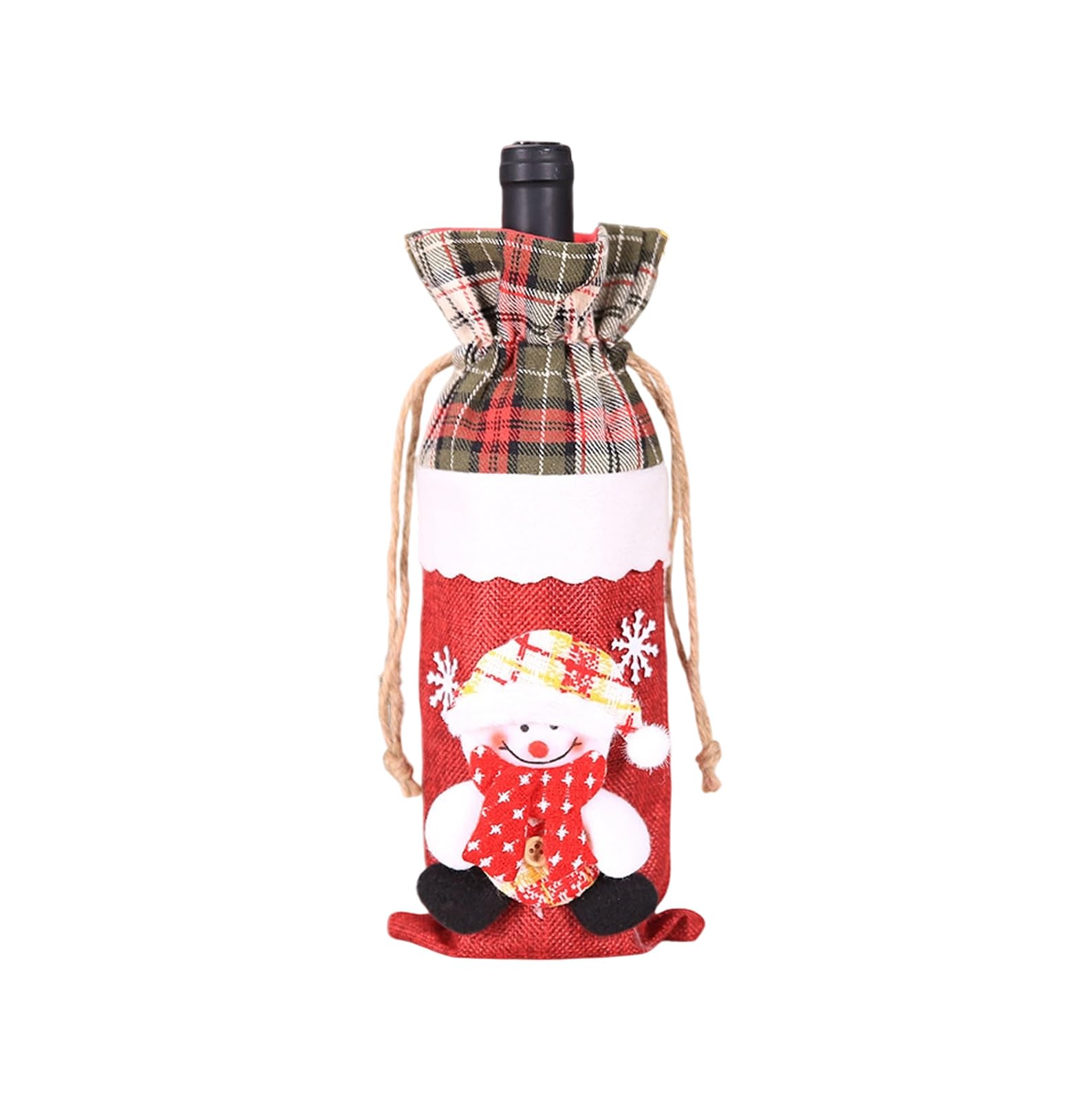 Kalttoy Holiday Themed Plush Wine Bottle Sleeve Santa Design Perfect for Christmas Gatherings and Festive Table Centerpieces Plush Champagne Bottle Sleeve