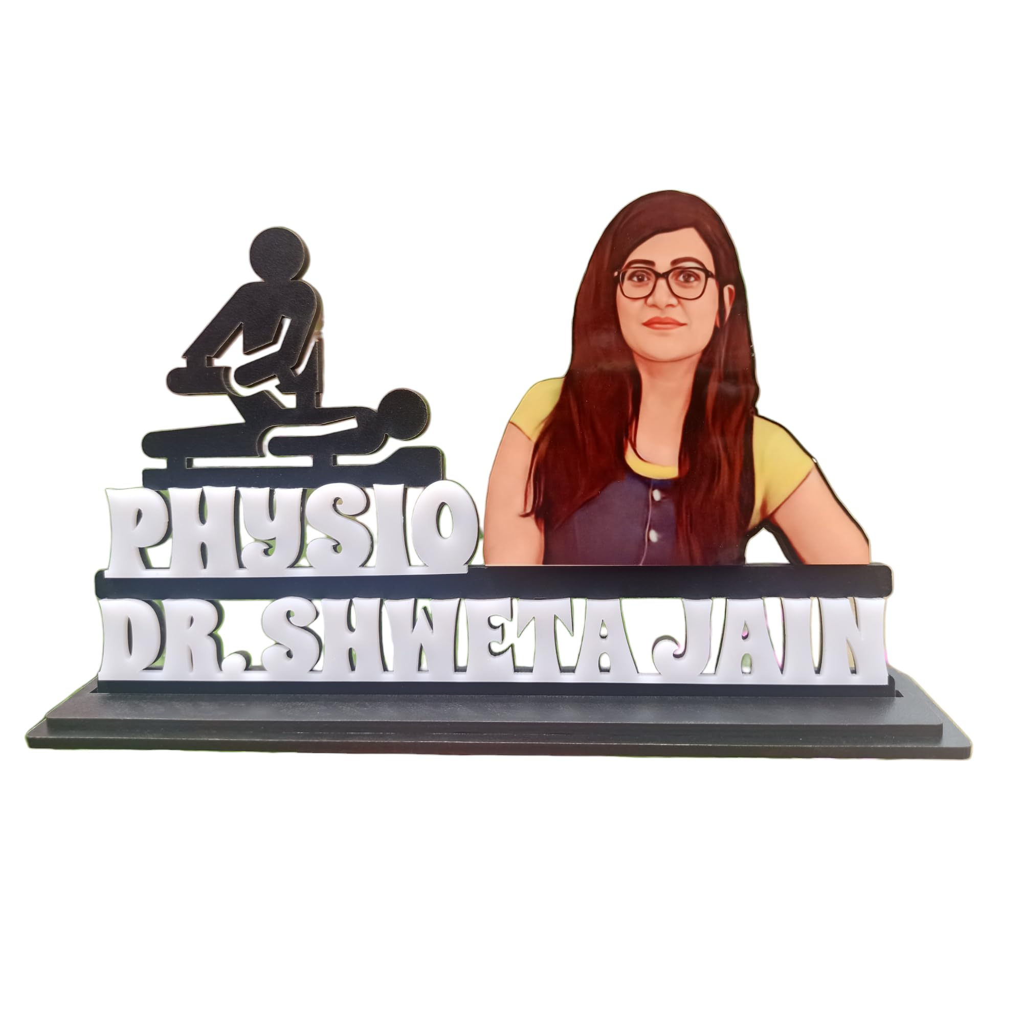 Personalized Physiotherapist Wooden Name Plate - Enhance Physio Clinic Aesthetics with Personalized Picture Name Plate