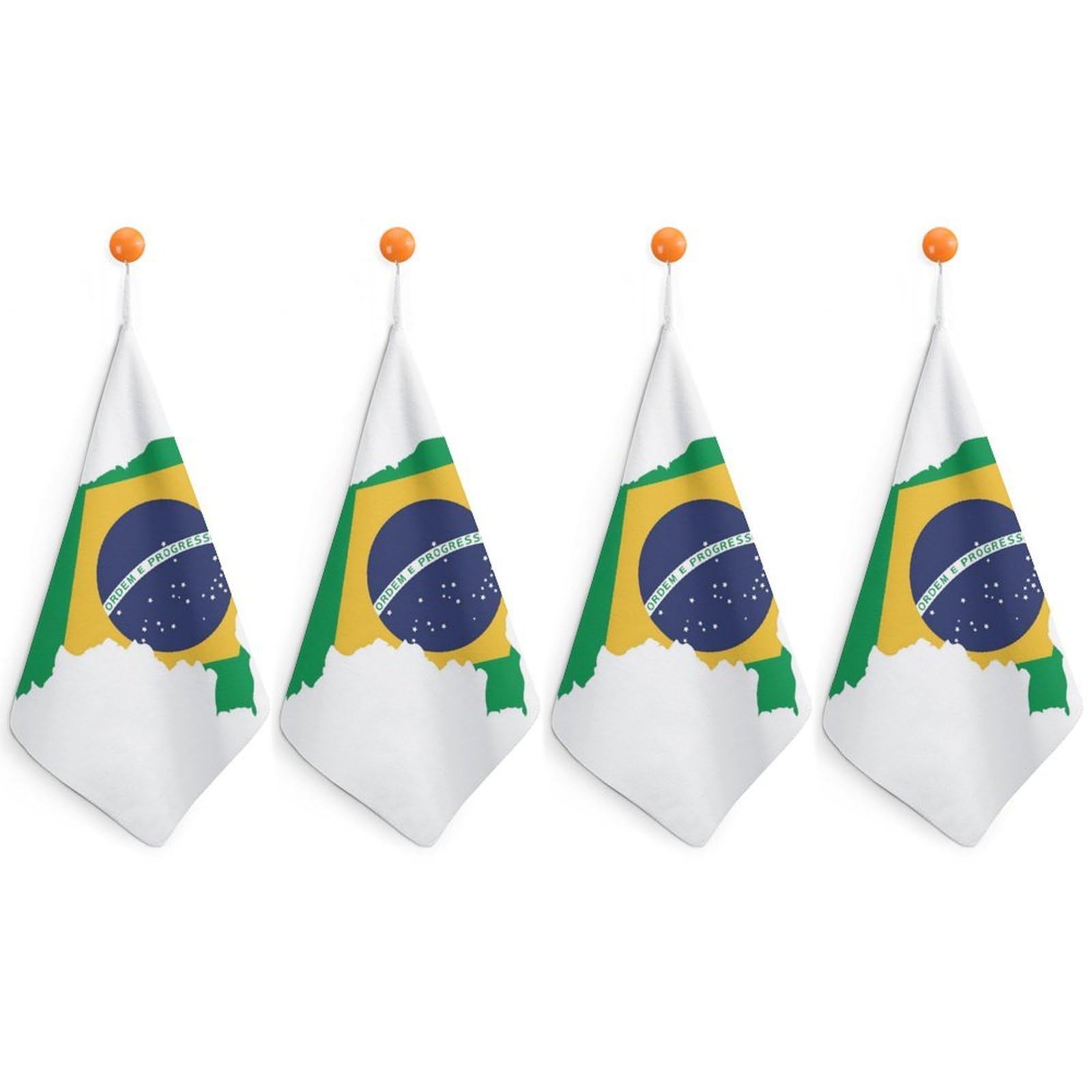 LWORZIIB 4 Piece Hanging Hand Towels, Green Brazil Flag Small Dry Hand Towel for Kitchen Bathroom