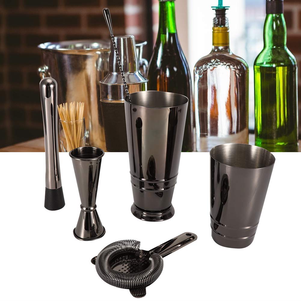 Boston Cocktail Shaker Set 5pcs | 304 Kit de Equipo de mixología de Acero Inoxidable con Filtro y Jigger | Mezcla de Accesorios para la Cuchara/Fabricante de Martini/Camarero