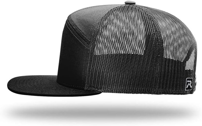 Richardson 168 Hi-Pro 7 Panel Flat Bill Adjustable Snapback Trucker Mesh Back Cap | OSFM | Bulk Pack Available - Image 3