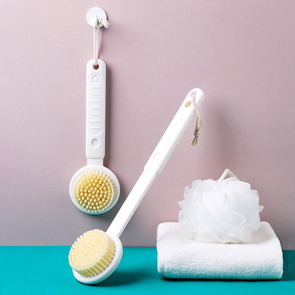 Cepillo para Fregar el Cuerpo La Longitud del Cepillo de baño se Puede Ajustar telescópicamente, cerdas Suaves, Mango de Tira Antideslizante de ABS Cepillo para Frotar en la Parte Posterior