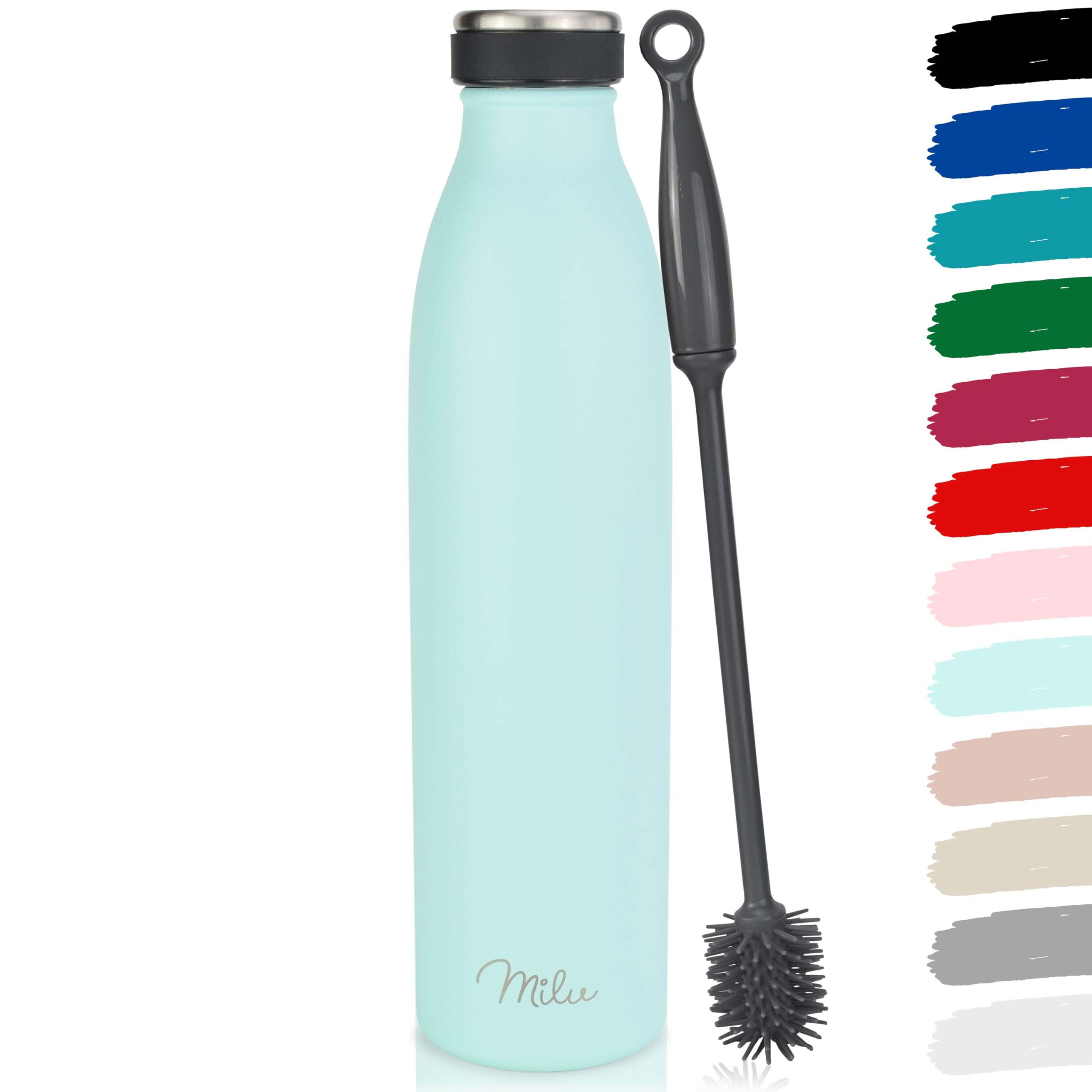Milu Mint Stainless Steel Drinking Bottle 1500 Ml - Insulated Thermo Flask For Water - Leak Proof, Insulated And Double Walled, Carbonated (Granite 1,5L)