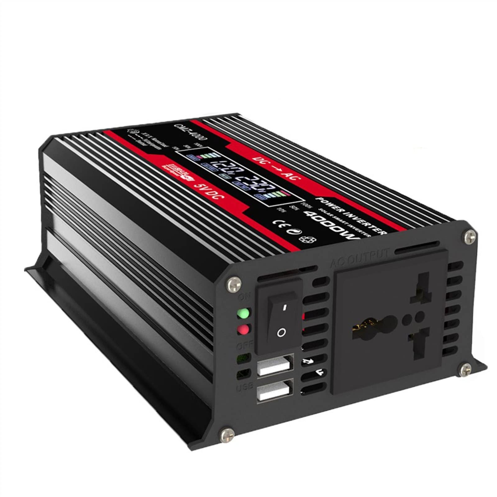 Falownik 4000W zmodyfikowana fala sinusoidalna przetwornica napięcia 12V 220 fala sinusoidalna 12V do 220 do generatora konwerterów domowych z przetwornicą częstotliwości ładowania LCD(4000W Red)
