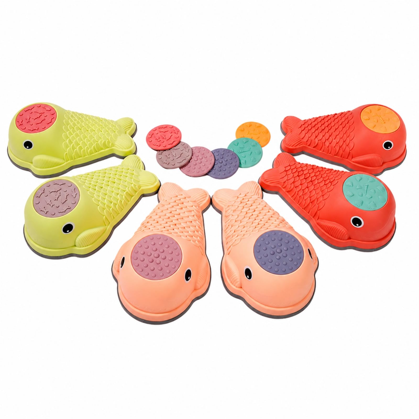 harayaa 6 Pièces Texturé Faible Hauteur Jeu D'équilibre Disque seoriel, Éducatif, Bloc Marche Masque c Rangement, pr École Maternelle