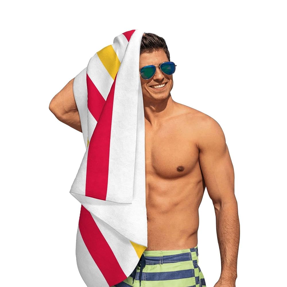 Amazon.com: Unoopler Red Yellow Stripe Beach Towel Quick Dry