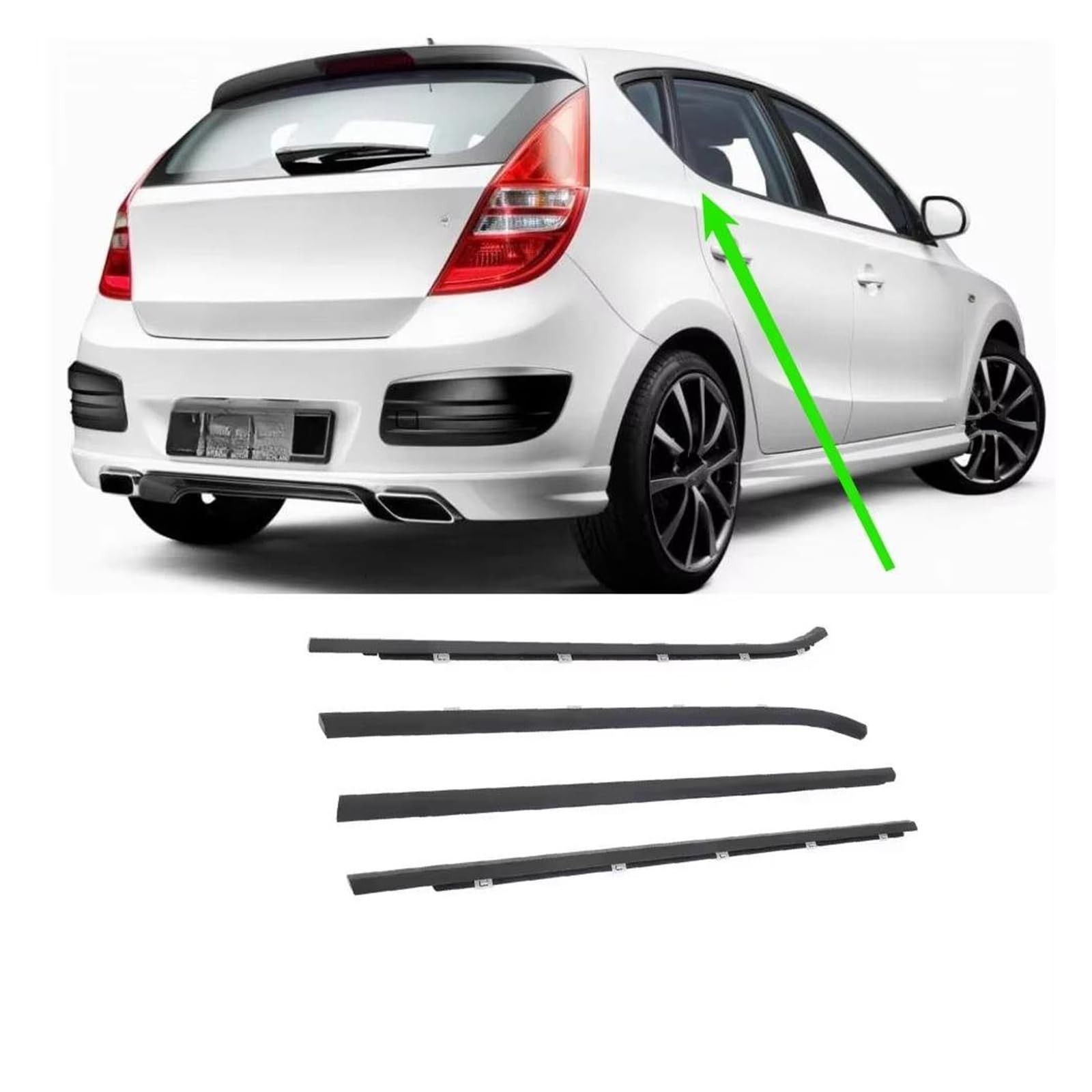 Sellador de Ventanas para Coche,4 Piezas,Negro,para Ventanas Exteriores,Goma para Hyundai i30 822102L000,Protector de burletes para i-30 2008-2011.