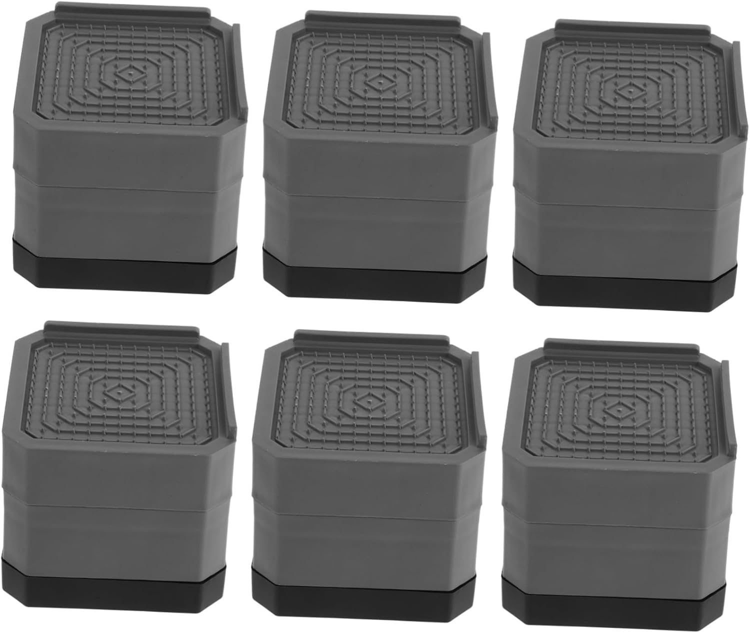 6pcs Slip Vibration Pads for Furniture Leveling Shock Absorbing Plastic Washers for Washing Machines Dryers and Other Appliances Gray Double-layer Design