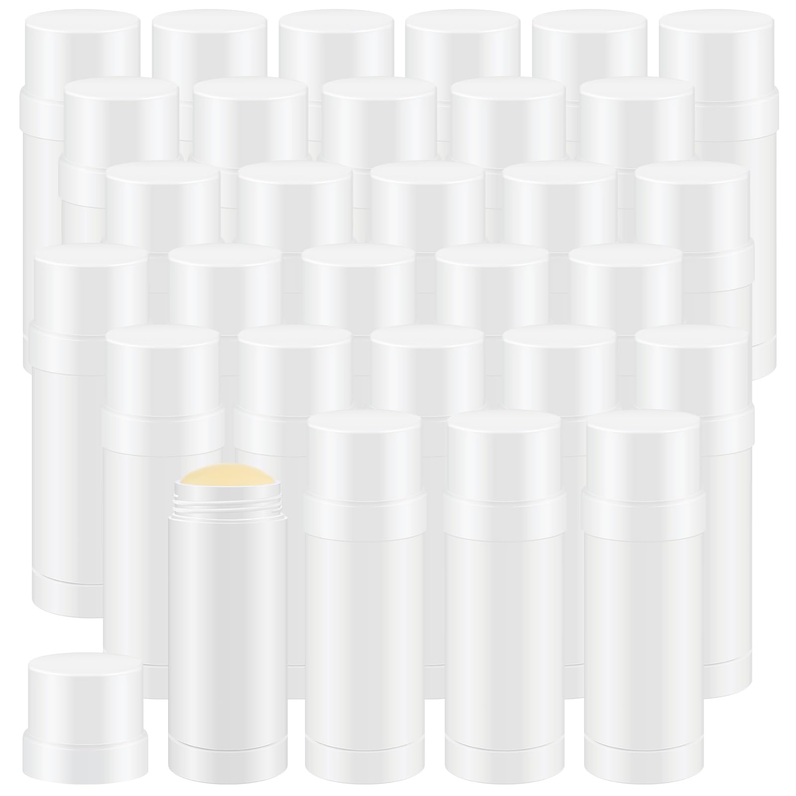Teenyyou 30 Pcs 60ml/2oz Empty Deodorant Containers Twist Up Filling Bottle Refillable Plastic Deodorant Holder Tube for Homemade Lipstick Sunscreen