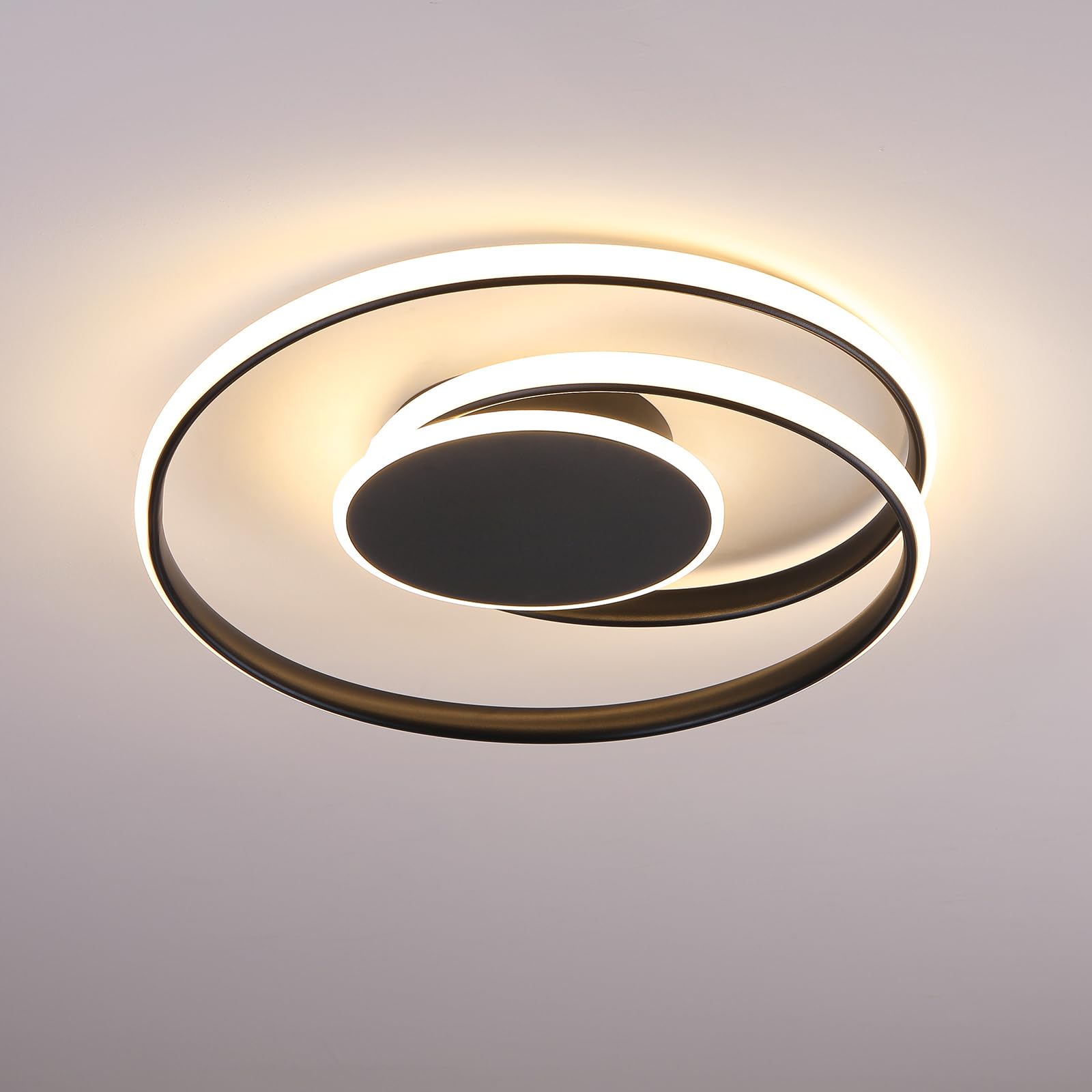 OXENKA Modern LED Ceiling Light, 44W 3842LM Modern Ceiling Lights Warm White 3000K, Creative Spiral Design Aluminum LED Ceiling Lighting Fixture for Hallway, Living Room, Bedroom, Kitchen, Black