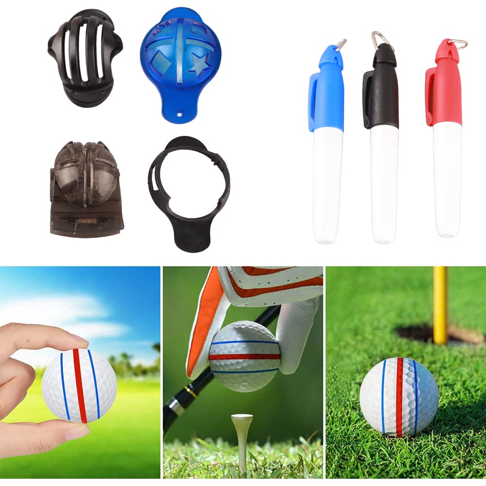 RiToEasysports Marqueur de Balle de Golf, Kit D'alignement de Marqueur de Balle de 12 Pièces Modèle de Doublure de 6 Balles Doublure de Ligne de Balle 3 Marqueur de Balle de 3