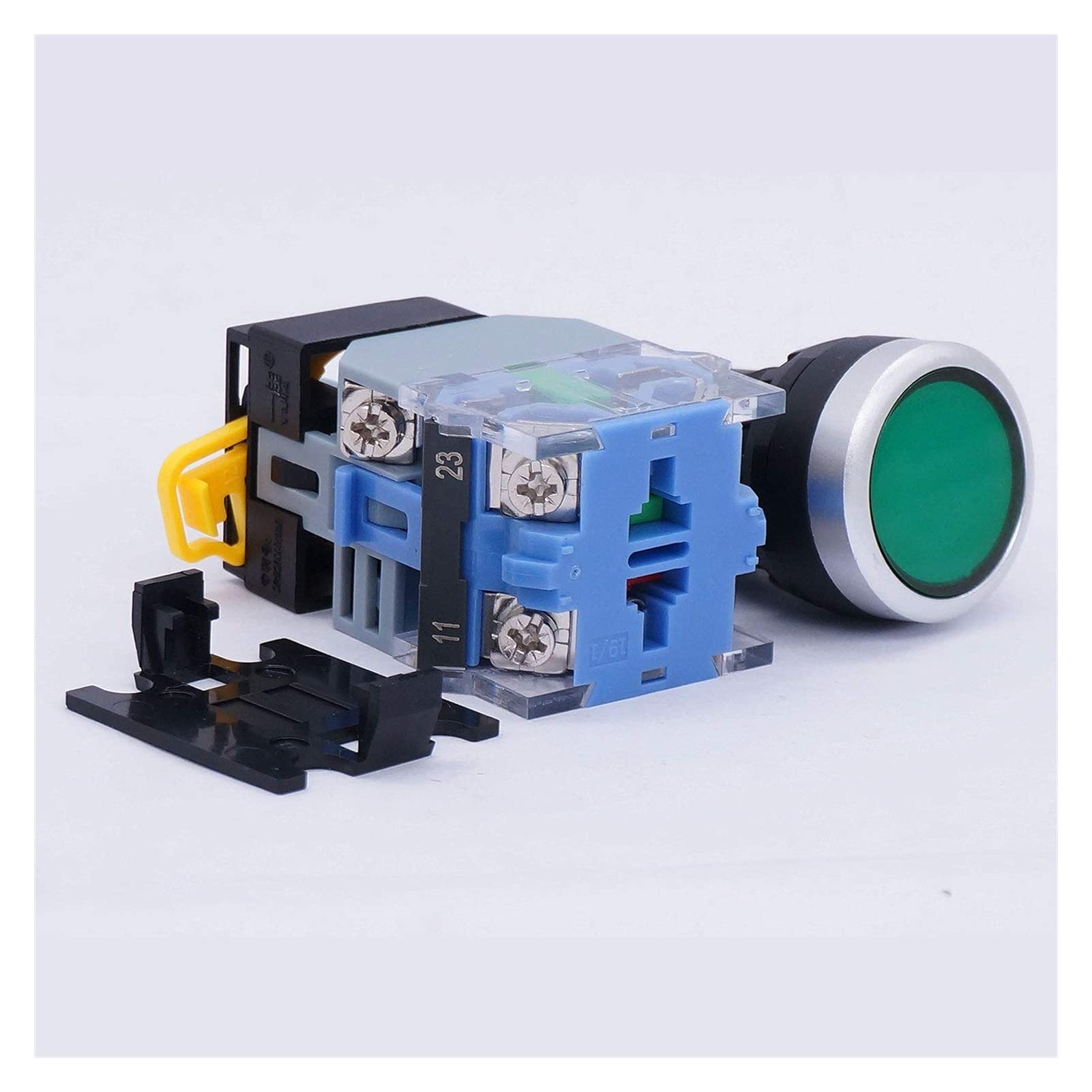 22mm 10A 440V 1NO 1NC DPST Interruptor de botón pulsador LED Verde Interruptores pulsadores con Voltaje de luz LED 110V