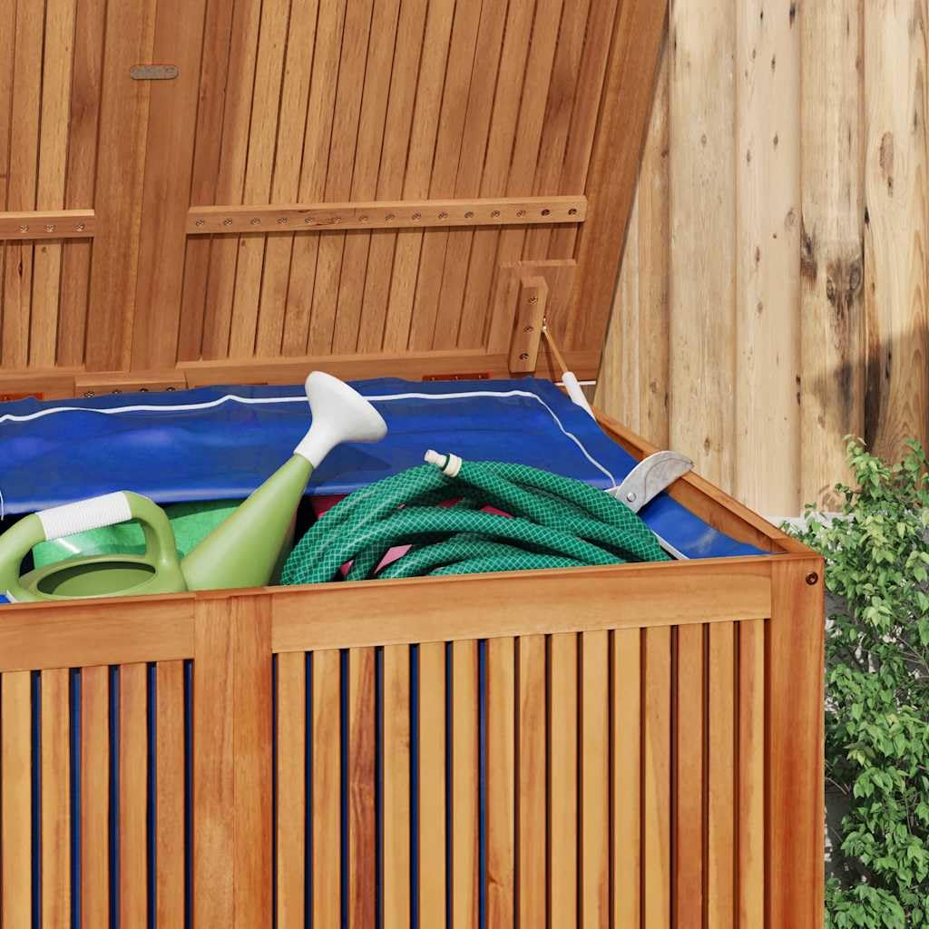 Gartenbox aus Massivholz Akazie 150x80x75 cm mit wasserfestem Innenbeutel für Außen- und Innenbereich, Stauraum für Möbelkissen Auflagen Decken, robuste Aufbewahrungslösung